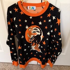Cute Halloween Ugly Sweater 100% Cotton Black Cat Sweater Unisex Large